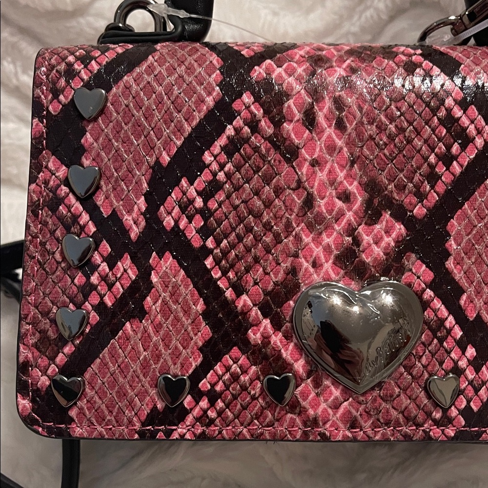 NWT Betsey Johnson Pink Snake Print Crossbody Bag - Picture 4 of 16